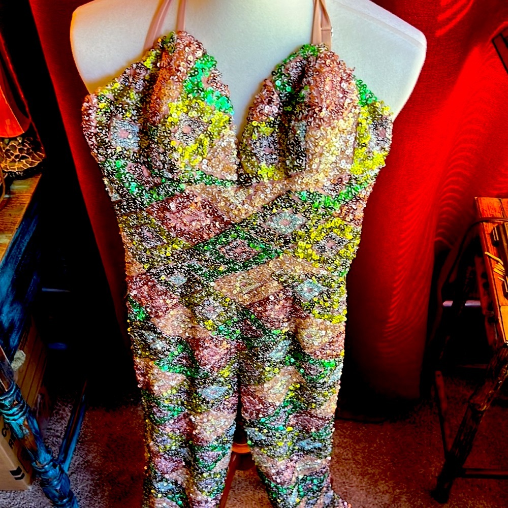 Dress The Population Lasr Sequin Jumpsuit